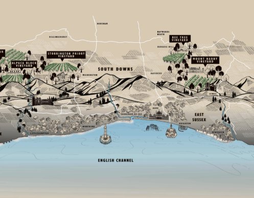 Illustrated map of Sussex wine country